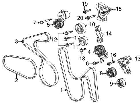 2014 Chevy Camaro Idler Pulley Diagram for 12606031