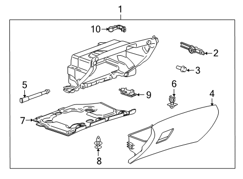 2015 Buick Regal Glove Box Door Holder, Black Diagram for 13294094
