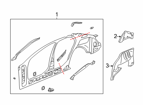 2006 Cadillac CTS Inner Structure - Quarter Panel Diagram