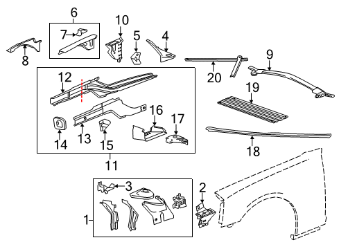 2013 Chevy Camaro Structural Components & Rails Diagram