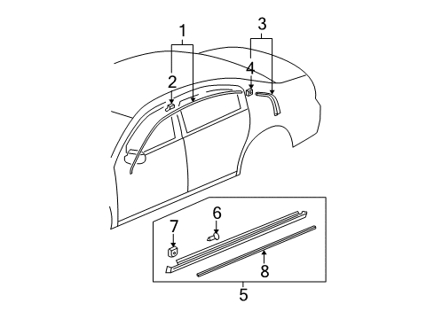 2010 Buick Lucerne Exterior Trim - Pillars Diagram