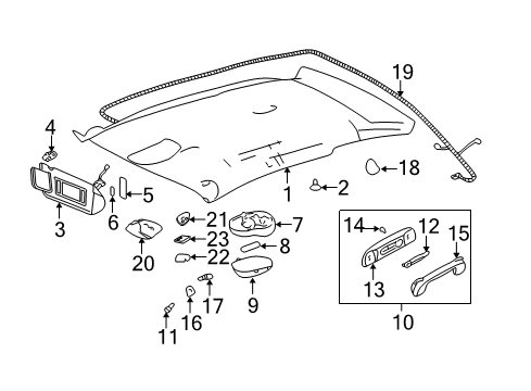 2003 Chevy Impala Sunvisor, Blue, Driver Side Diagram for 10324341