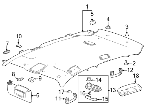 2022 Buick Encore GX Sunvisor Retainer, Driver Side Diagram for 42814640