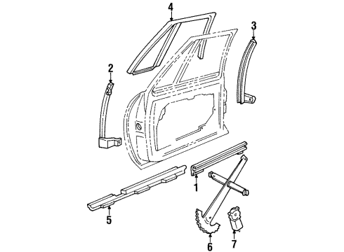 1997 Pontiac Bonneville Glass - Door Diagram
