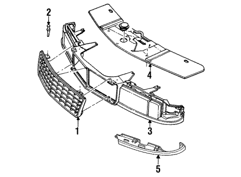 1994 Cadillac Seville Grille, Black Diagram for 3537045