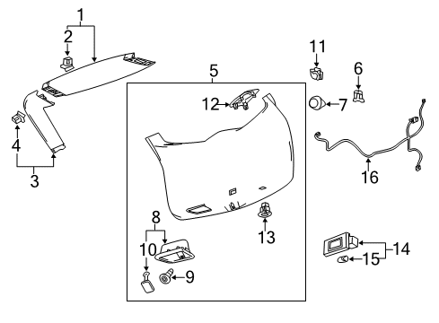2014 Cadillac SRX Lift Gate Switch, Rear Diagram for 25909283