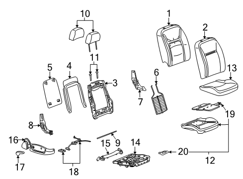 2006 Chevy Impala Seat Back Cover, Titanium Diagram for 88996402