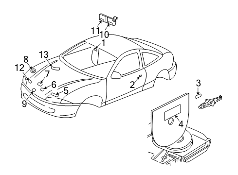 1997 Pontiac Sunfire Info Label Diagram for 10171018