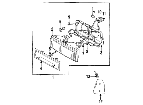 1988 Oldsmobile Delta 88 Headlamp Components Diagram