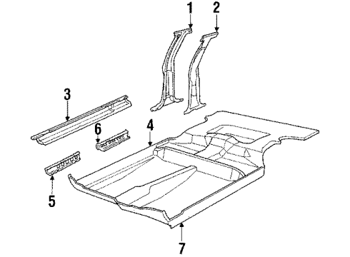 1988 Oldsmobile 98 Rocker Panel, Passenger Side Diagram for 20749698