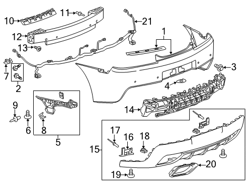 2014 Chevy Camaro Bumper & Components - Rear Diagram 3 - Thumbnail