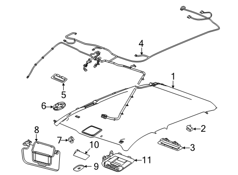 2024 Chevy Silverado EV Interior Trim - Roof Diagram