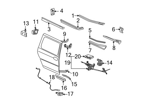 2008 Chevy Uplander Center Track, Rear Driver Side Diagram for 15951097
