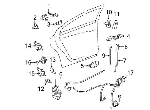 2009 Chevy Malibu Rear Door - Lock & Hardware Diagram