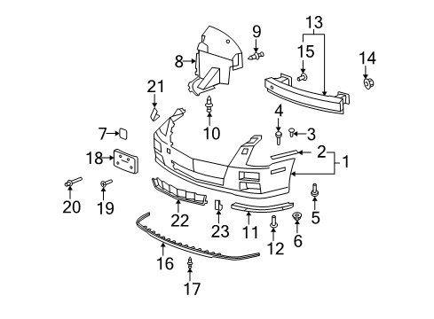 2008 Cadillac STS Impact Bar Insert Diagram for 11561916