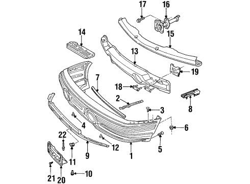 1996 Pontiac Bonneville Bumper Cover Retainer Diagram for 25603960