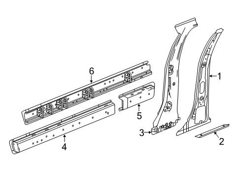 2023 Cadillac XT5 Inner Rocker, Driver Side Diagram for 22869806