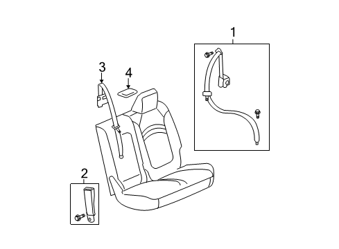 2008 GMC Acadia Second Row Seat Belts Diagram