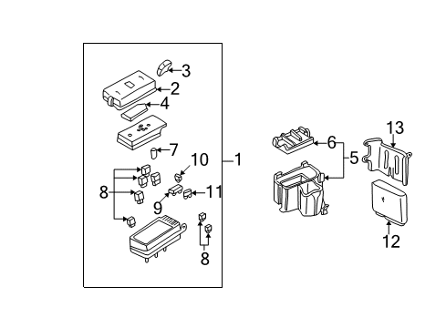 2001 Pontiac Bonneville Fuse & Relay Box Diagram for 88953159