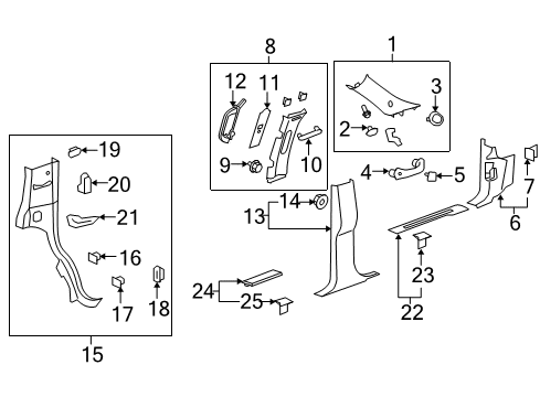 2012 Cadillac Escalade Interior Trim - Pillars Diagram
