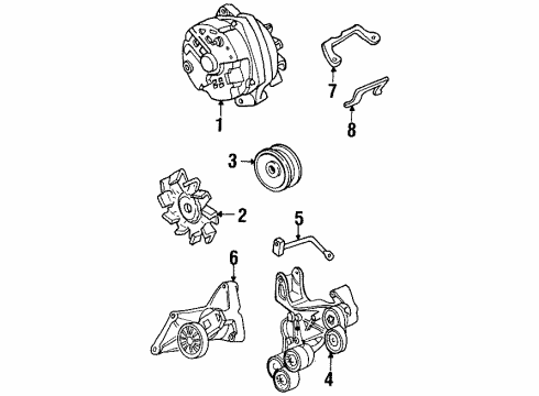1999 Pontiac Bonneville Belt Tensioner Diagram for 24508595
