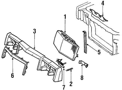 1985 Buick Riviera Grille & Components Diagram