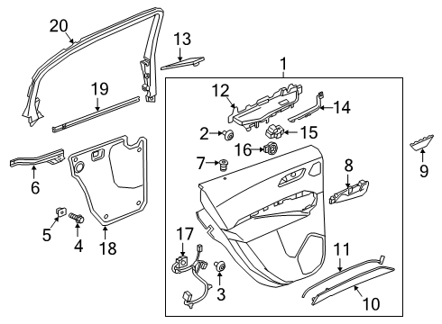 2025 Cadillac XT4 Interior Trim - Rear Door Diagram