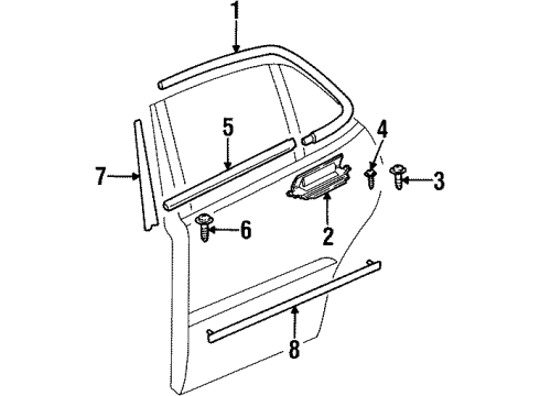 1999 Oldsmobile Intrigue Exterior Trim - Rear Door Diagram