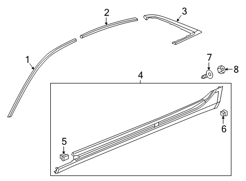 2016 Cadillac CT6 Exterior Trim - Pillars Diagram