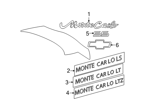 2006 Chevy Monte Carlo Exterior Trim - Trunk Diagram