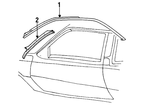 1989 Pontiac Sunbird Drip Molding, Driver Side Diagram for 20501795