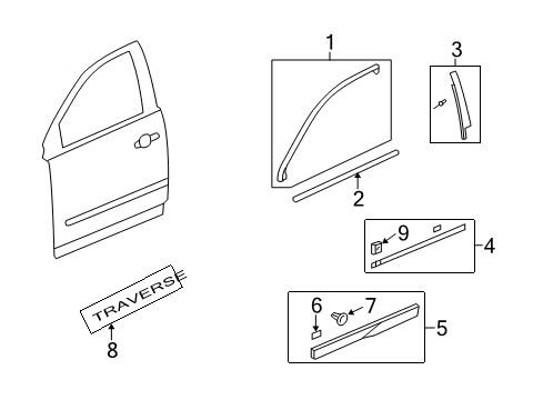 2010 Chevy Traverse Belt Molding, Front Passenger Side Diagram for 20940627