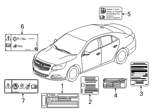 2025 Chevy Malibu Information Labels Diagram