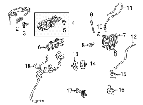 2024 GMC Hummer EV SUV Front Door - Lock & Hardware Diagram