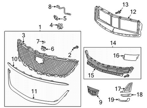 2024 Cadillac CT5 Grille Diagram for 84890695