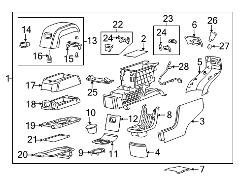 2011 Buick Enclave Console Assembly Mat Diagram for 25864944