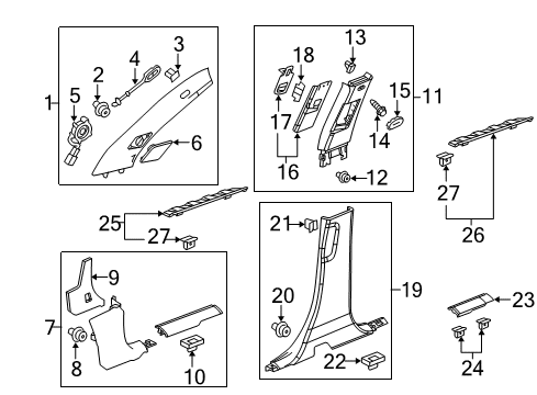 2016 GMC Terrain Molding Retainer, Front Diagram for 11570612