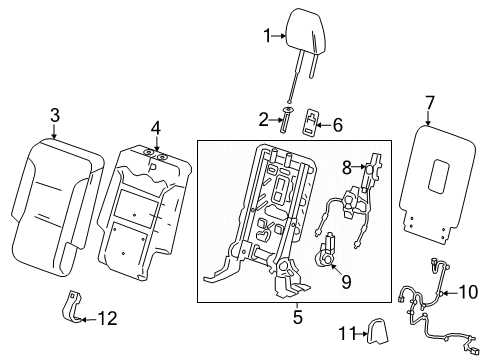 2024 GMC Acadia Cover, Folding Rear Seat Diagram for 26422112