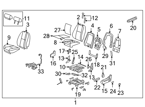 2014 Chevy Tahoe Seat Cover, Driver Side Diagram for 20779849
