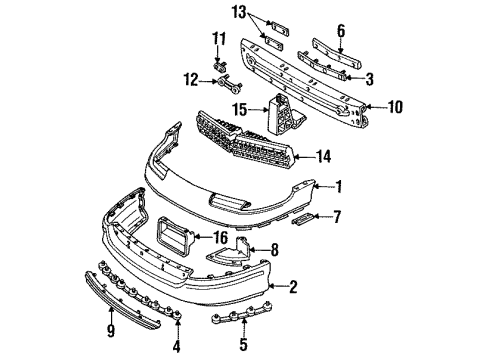 1993 Saturn SC2 Bumper & Components - Front Diagram