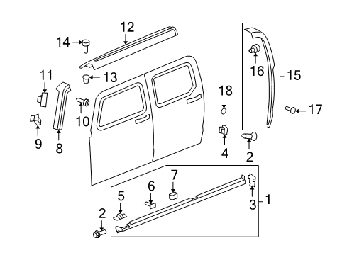 2010 Hummer H3T Rail Nut, Black; Silver Diagram for 11518684