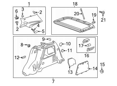2020 Chevy Trax Upper Quarter Trim, Passenger Side Diagram for 42498380