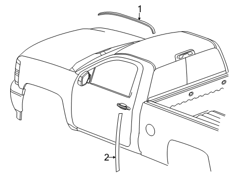 2014 Chevy Silverado 1500 Roof Molding, Black, Passenger Side Diagram for 84293171
