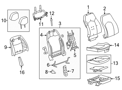 2011 Cadillac CTS Passenger Seat Components Diagram 8 - Thumbnail