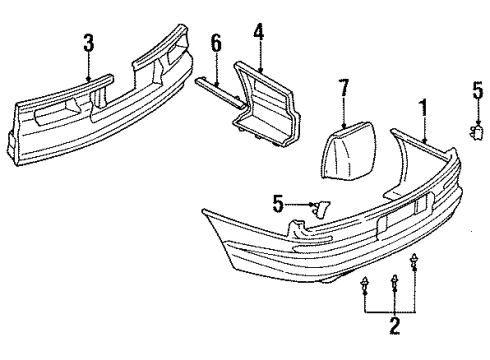1995 Oldsmobile Aurora Bumper & Components - Rear Diagram