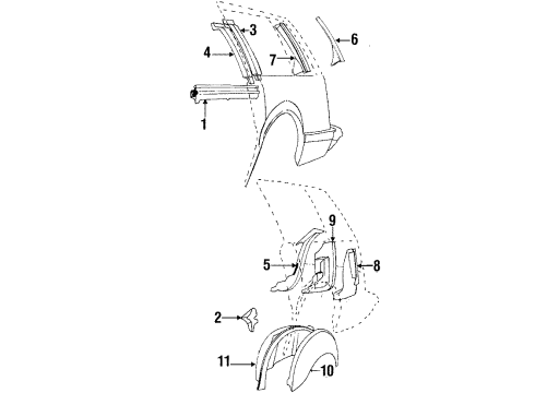 1985 Buick Century Inner Structure - Quarter Panel Diagram