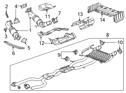 2017 Cadillac CTS Catalytic Converter, Passenger Side Diagram for 22956560