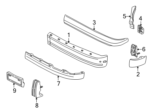 1989 Chevy Astro Bumper & Components - Front Diagram