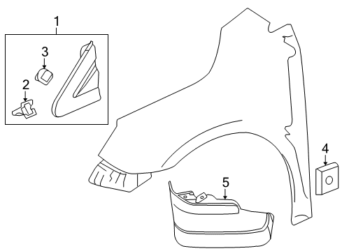 2010 Buick LaCrosse Mud Guard, Rear Diagram for 19172935
