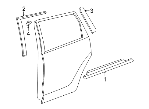 2010 Pontiac Vibe Exterior Trim - Rear Door Diagram